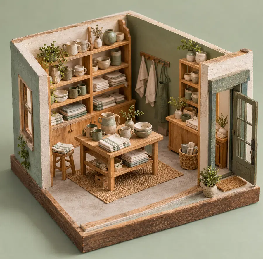 Illustration of independent retailers equipment and workspace